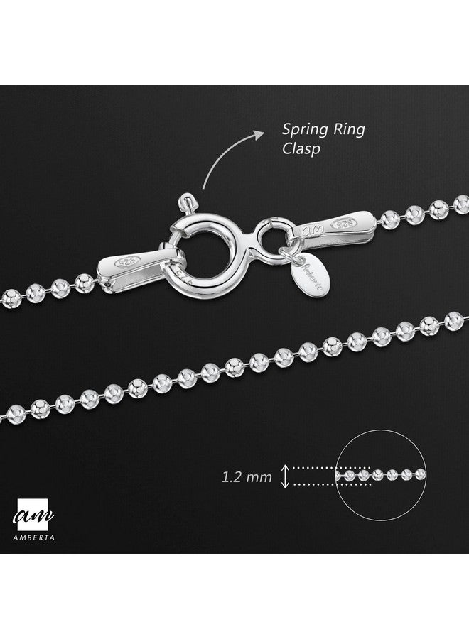 Amberta 925 Sterling Silver 1.2 Mm Ball Bead Chain Necklace Length 18" Inch / 45 Cm (18) - Image 4