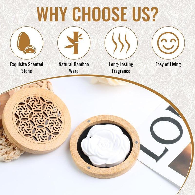 GOWTX Essential Oils Diffuser with Bamboo Incense Box and Fragrance Stones - Image 4