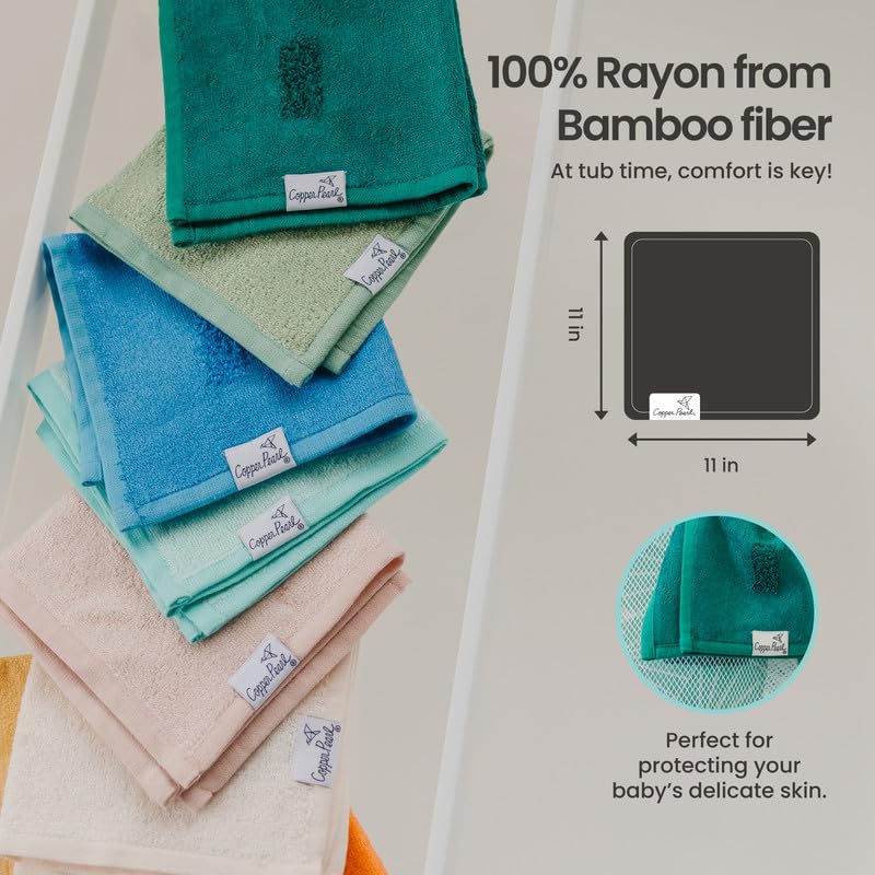 Copper Pearl 6 Ultra Soft Baby Bath Washcloths Premium Large Soft Sonny (Blue/White) 11" x 11" Towels - Image 3