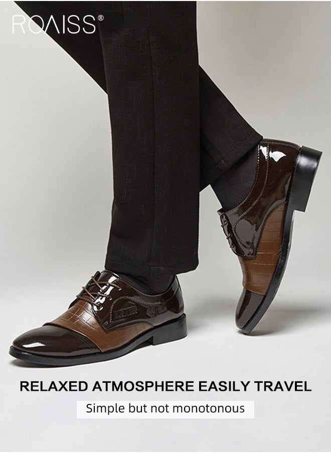 roaiss - Classic Leather Shoes for Men Slip On Driving Shoes Men's Dress Shoes Lace-up Brogues Derbys Oxford Formal Shoes - Image 1