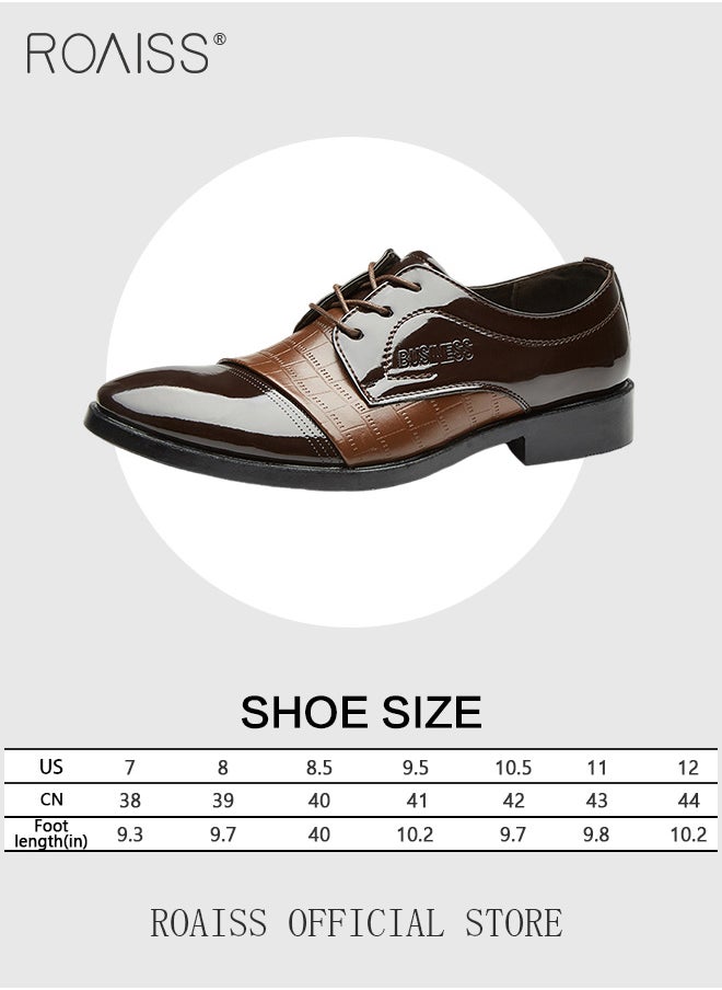 roaiss - Classic Leather Shoes for Men Slip On Driving Shoes Men's Dress Shoes Lace-up Brogues Derbys Oxford Formal Shoes - Image 1