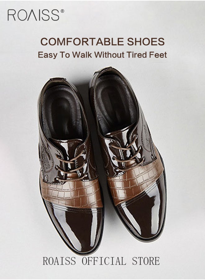 roaiss - Classic Leather Shoes for Men Slip On Driving Shoes Men's Dress Shoes Lace-up Brogues Derbys Oxford Formal Shoes - Image 1