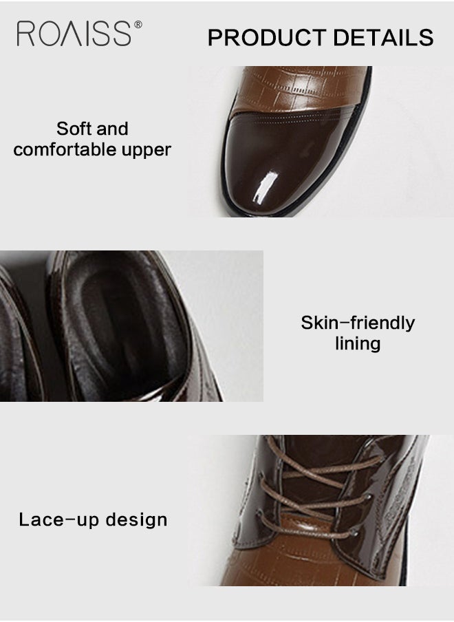 roaiss - Classic Leather Shoes for Men Slip On Driving Shoes Men's Dress Shoes Lace-up Brogues Derbys Oxford Formal Shoes - Image 1