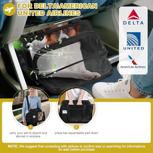 pidipiti top and 1 Side Expandable 17x11x11 SoftSided pet Carrier TSA and AmericanDeltaUnited Airline Approvedfor Small DogPuppycat underseat in Airplane and Vet - Image 3