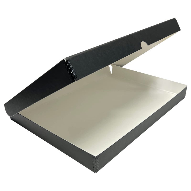 صندوق تخزين لاينكو بتصميم قشري مع حافة معدنية 135x195x175 بوصة صندوق أرشيفي لحفظ الصور والبطاقات والمجلات والمستندات والفنون والذكريات العائلية باللون الأسود عبوة من 1