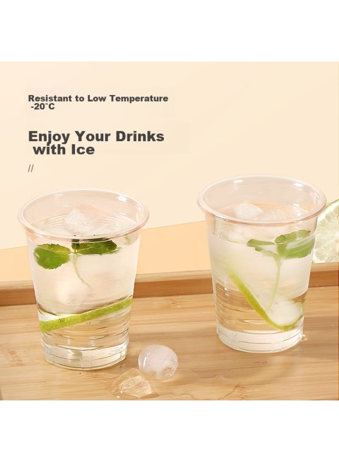 Maryya Meili Ya Disposable Plastic Cups, 320ml*100 Pieces, Thickened Transparent Beverage Cups, Small Size For Home Use - Image 1