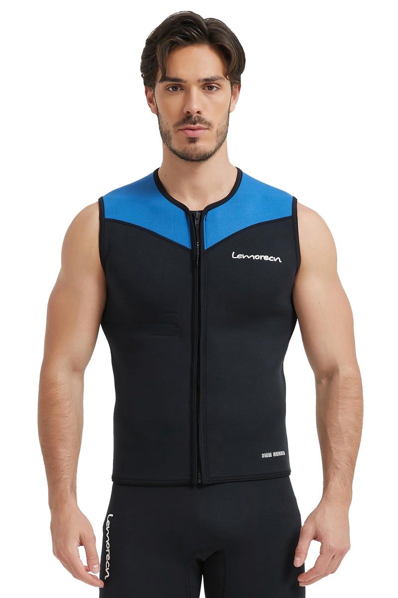 Lemorecn Wetsuits Top Premium Neoprene 3mm Zipper Diving Vest 2095blueM