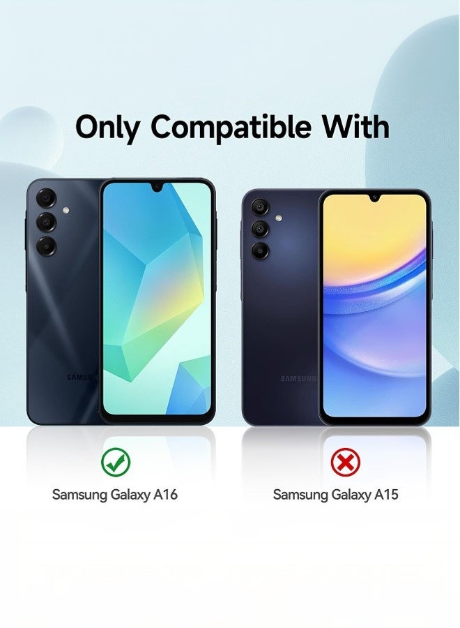 بشكل مختصر غطاء محفظة لهاتف Samsung Galaxy A16 (2024)، غطاء مغناطيسي قابل للطي مصنوع من جلد PU عالي الجودة مع فتحات لبطاقات ووظيفة حامل - أسود - Image 2