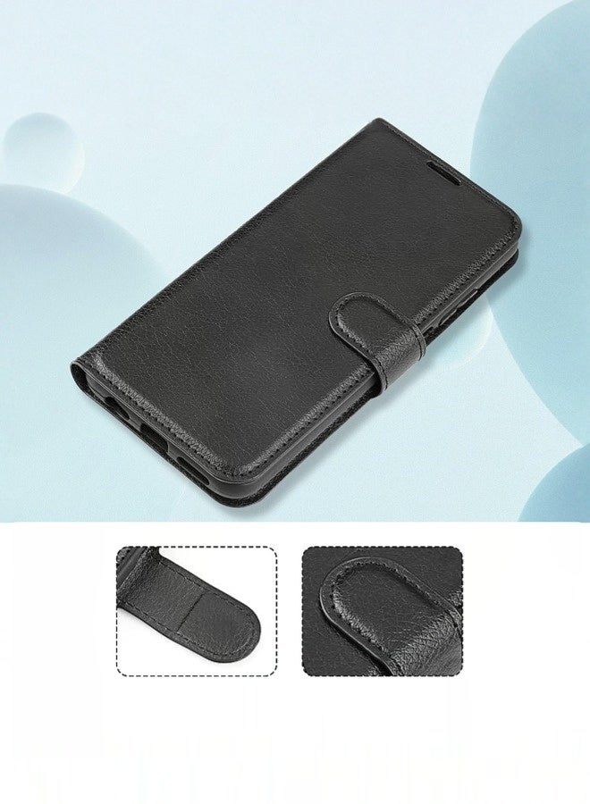 بشكل مختصر غطاء محفظة لهاتف Samsung Galaxy A16 (2024)، غطاء مغناطيسي قابل للطي مصنوع من جلد PU عالي الجودة مع فتحات لبطاقات ووظيفة حامل - أسود - Image 3