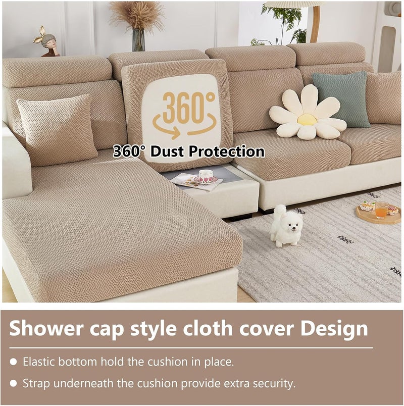 Yoovat Magic Sofa Covers Magic Sofa Couch Covers 2024 New Wear-Resistant Universal Sofa Cover Stretch for Sectional Slipcovers (Texture-Light Coffee,Back Cover M) - Image 4