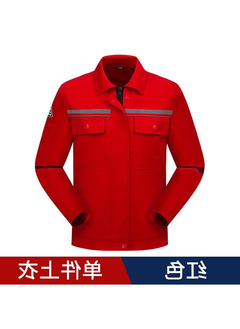 Generic Summer Thin Anti-static Workwear Suit Electronic Factory Uniform Labor Protection Clothing Electrician Overalls Casual Western C Red top  - Image 1