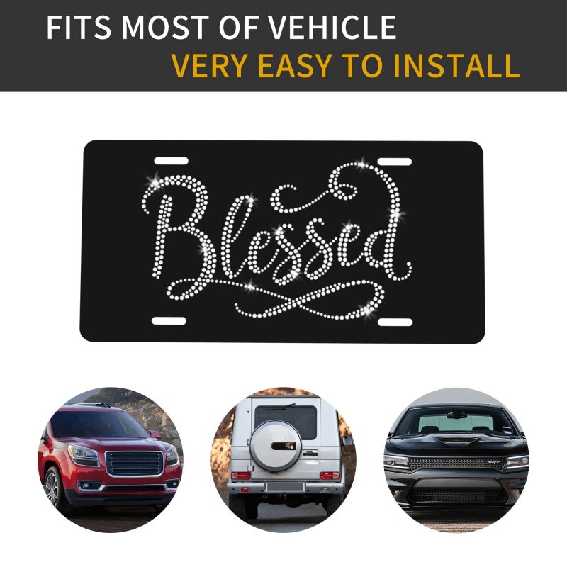 HANGWWZQ Blessed Front License Plate Aluminum Decorative License Plates Funny Metal Car Plate 6"X12" Novelty Vanity Tag Cover with 4 Holes Car Decor Accessory - Image 4
