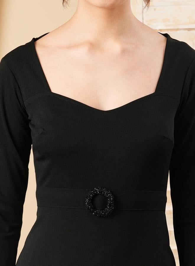Mish Open Back Tie-Up Detail Maxi Dress With Side Slit - Image 3
