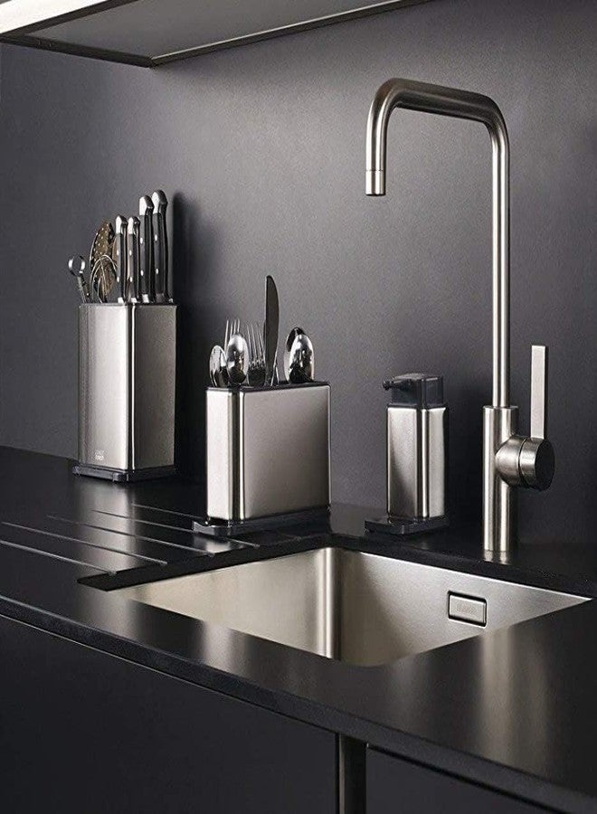 MATSON Kitchen Cutlery Holder Utensil Storage Organiser Stainless Steel Drainer Cooking Utensil Holder Cutlery Holder Utensil Caddy Spoon Holder with 4 Divided Compartments Storage Caddy - Image 2