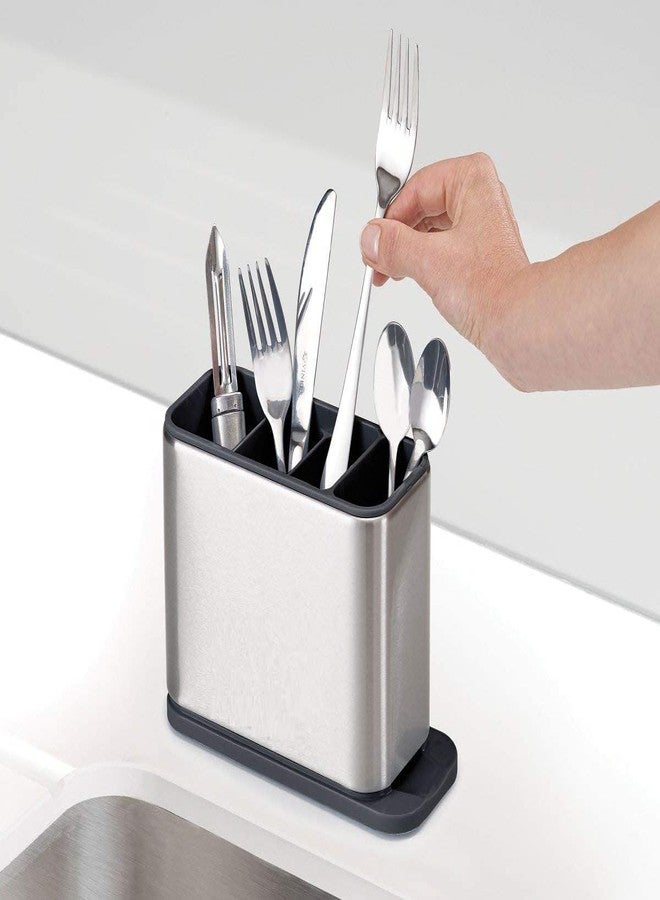 MATSON Kitchen Cutlery Holder Utensil Storage Organiser Stainless Steel Drainer Cooking Utensil Holder Cutlery Holder Utensil Caddy Spoon Holder with 4 Divided Compartments Storage Caddy - Image 3