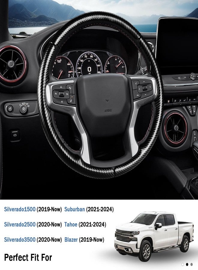 Aotoyou Steering Wheel Cover for Chevy Silverado 1500 2019-Present/ 2500 3500 2020-Present/Blazer 2019-Present (Gasoline Models)/ Suburban Tahoe 2021-2024, Car Steering Wheel Cover Accessories for Chevrolet - Image 3