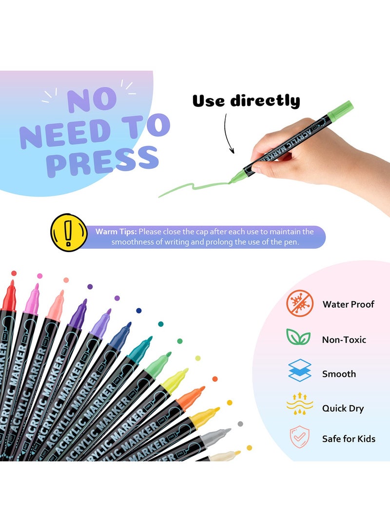 Aurafly 24-Color Marker Pen Set Color Double-Ended Oil-Based Painting Watercolor Pen，Suitable For Children And Adults Coloring Book Diary Painting Sketch Graffiti illustration Card Making Art Supplies Kit - Image 2