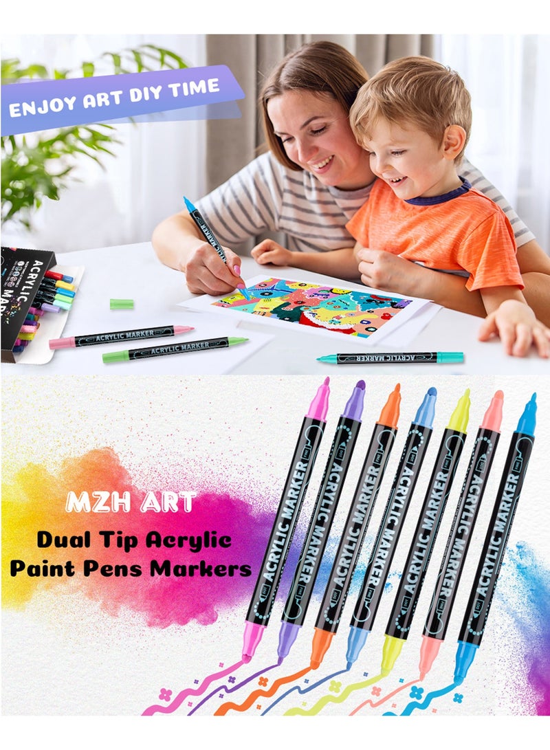 Aurafly 24-Color Marker Pen Set Color Double-Ended Oil-Based Painting Watercolor Pen，Suitable For Children And Adults Coloring Book Diary Painting Sketch Graffiti illustration Card Making Art Supplies Kit - Image 5