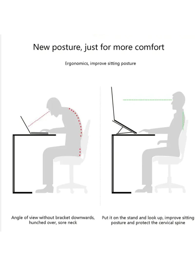 هوكو حامل كمبيوتر محمول قابل للتعديل للمكتب - حامل كمبيوتر محمول قابل للطي والحمل مع نظام تبريد تهوية، بتصميم مريح لأجهزة ماك بوك برو/إير، ديل، إتش بي، سوني، وأجهزة الكمبيوتر المحمولة - خفيف الوزن، متين، وموفر للمساحة. - Image 3