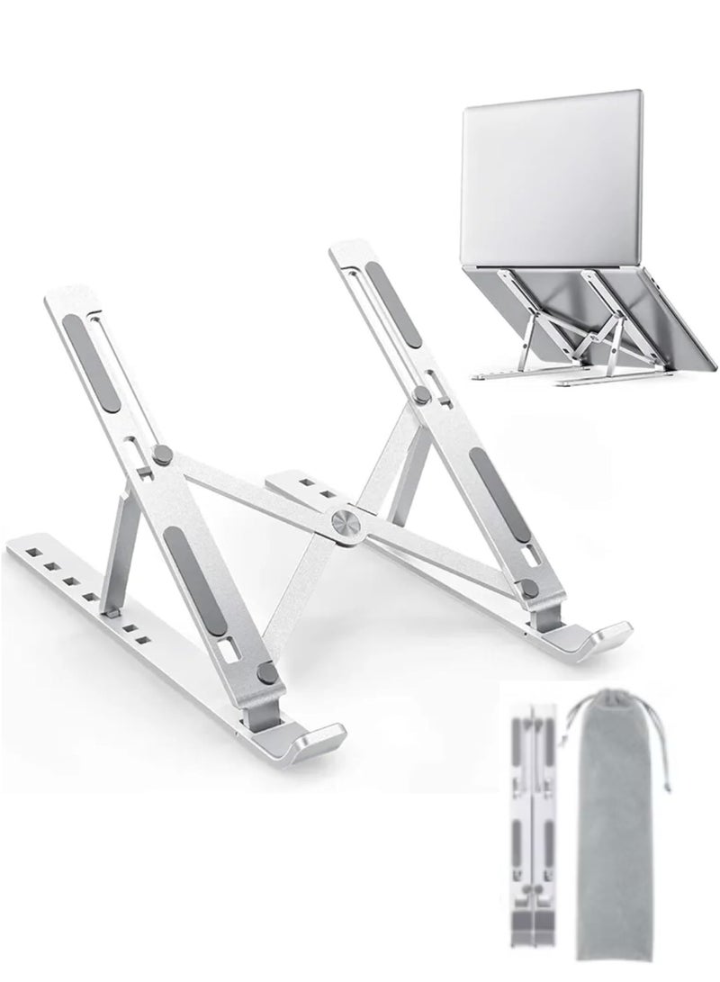 هوكو حامل كمبيوتر محمول قابل للتعديل للمكتب - حامل كمبيوتر محمول قابل للطي والحمل مع نظام تبريد تهوية، بتصميم مريح لأجهزة ماك بوك برو/إير، ديل، إتش بي، سوني، وأجهزة الكمبيوتر المحمولة - خفيف الوزن، متين، وموفر للمساحة. - Image 1