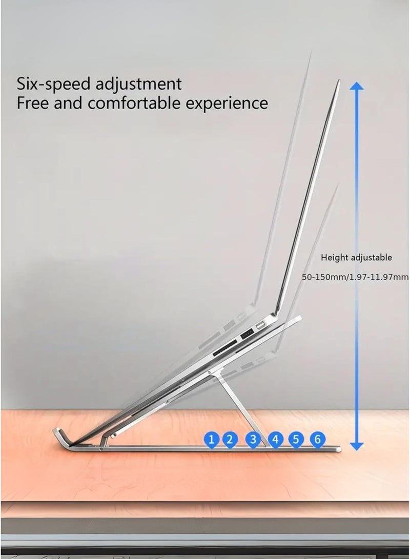 هوكو حامل كمبيوتر محمول قابل للتعديل للمكتب - حامل كمبيوتر محمول قابل للطي والحمل مع نظام تبريد تهوية، بتصميم مريح لأجهزة ماك بوك برو/إير، ديل، إتش بي، سوني، وأجهزة الكمبيوتر المحمولة - خفيف الوزن، متين، وموفر للمساحة. - Image 2