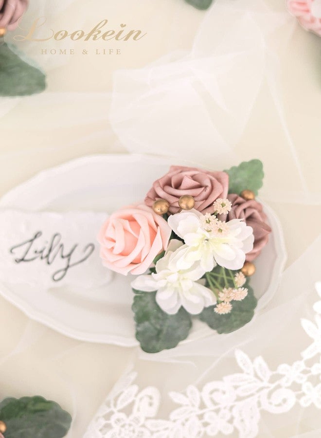 Lookein Set of 2 Bridesmaid Corsage for Wedding Flowers Shoulder Corsages Bridesmaid Gift Corsage Wristlet for Prom for Wedding Ceremony, Dusty Rose - Image 3