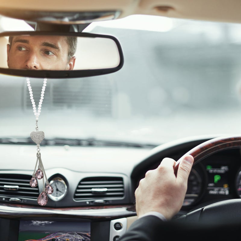🚗 زينة سيارة على شكل قلب وردي مجموعة واحدة من اكسسوارات السيارة - Image 2
