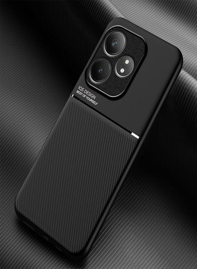 FASCINATION phone case compatible with Realme GT NEO 6 / GT NEO6 SE/GT 6 / GT 6T Classic shockproof silicone soft tpu leather hard pc mobile phone Magnetic Shockproof PC + TPU Phone Case (Black)