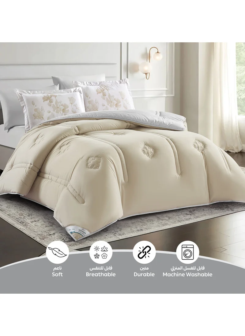 Donetella Bedding Comforter Set, King Size Fits 200x200 cm - 6-Pcs Digital Print Quilted Bed Set, Microfiber Fabric - 1 Comforter, 1 Fitted Sheet, 2 Pillow Shams, 2 Pillowcases