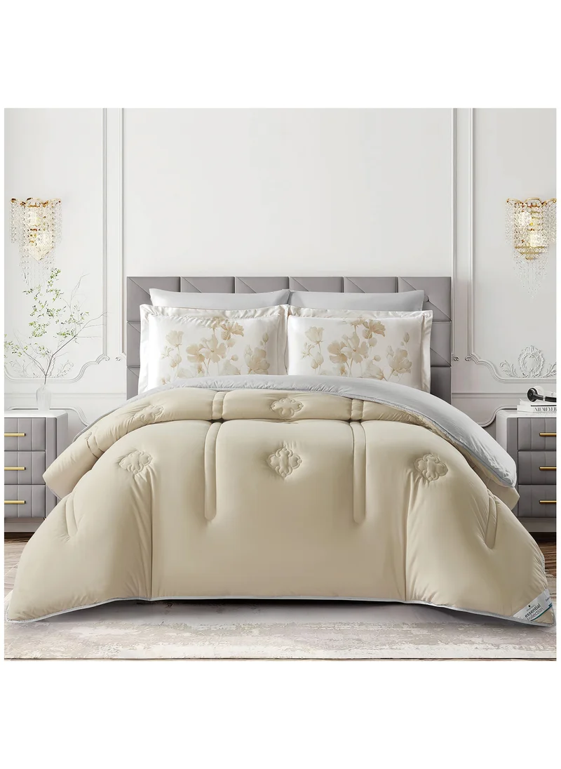 Donetella Bedding Comforter Set, King Size Fits 200x200 cm - 6-Pcs Digital Print Quilted Bed Set, Microfiber Fabric - 1 Comforter, 1 Fitted Sheet, 2 Pillow Shams, 2 Pillowcases