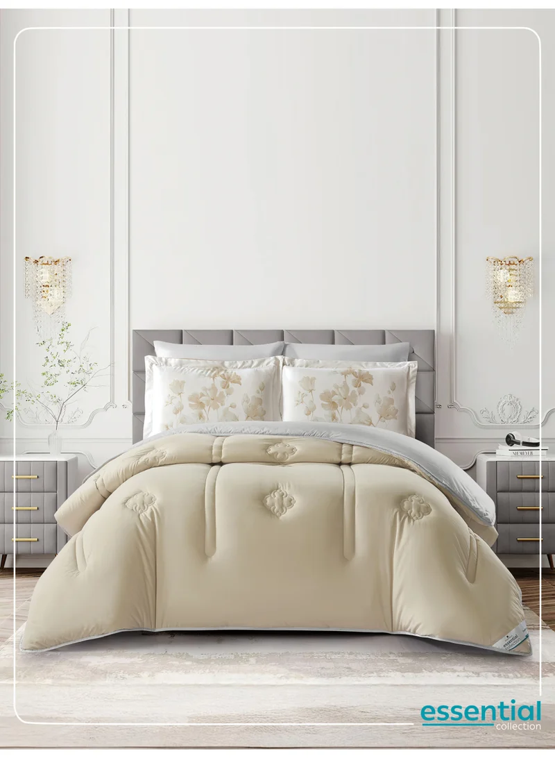 Donetella Bedding Comforter Set, King Size 240x260 cm - 6-Pcs Digital Print Quilted Bed Set, Microfiber Fabric - 1 Comforter, 1 Fitted Sheet, 2 Pillow Shams, 2 Pillowcases