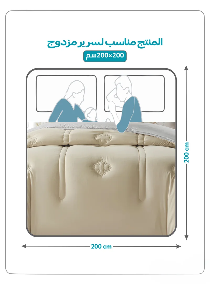 Donetella Bedding Comforter Set, King Size 240x260 cm - 6-Pcs Digital Print Quilted Bed Set, Microfiber Fabric - 1 Comforter, 1 Fitted Sheet, 2 Pillow Shams, 2 Pillowcases