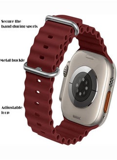 Generic Ultra Strap Compatible with Apple Watch Strap 49mm 45mm 44mm 42mm, Soft Loop Silicone Straps with Buckle Designed for Apple Watch Ultra Series 8 7 SE 6 5 4 3 2 1 - Dark Red  - Image 2