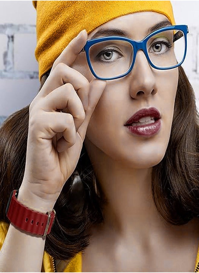 ماركة غير محددة ستراب لساعه الترا سوار سيليكون حلقي ناعم بابزيم مصمم لساعة ابل الترا سلسلة 8 7 SE 6 5 4 3 2 1 متوافق مع ساعة ابل 49 mm و 45 و 44 و 42 mm - أحمر داكن  - Image 5