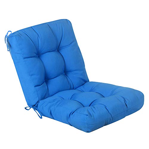 QILLOWAY Outdoor SeatBack Chair Cushion Tufted Pillow SpringSummer Seasonal All Weather Replacement Cushions Marine Blue
