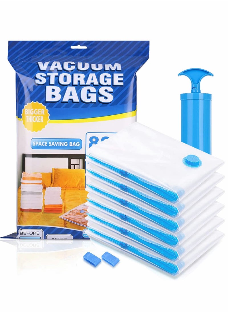 HomarKet 7 Piece Space Saver Bag Vacuum Storage Bags With Hand-Pump for Travel 70x50cm for Max Space Saving for Clothes Duvets and Blankets  - Image 1