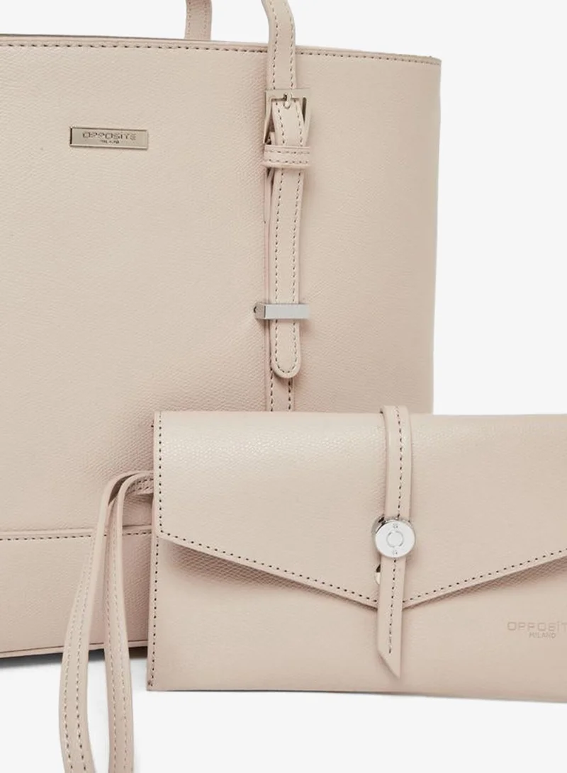 Styli  Beige Belted Tote Bag With Wallet Set for Women | Best Price UAE