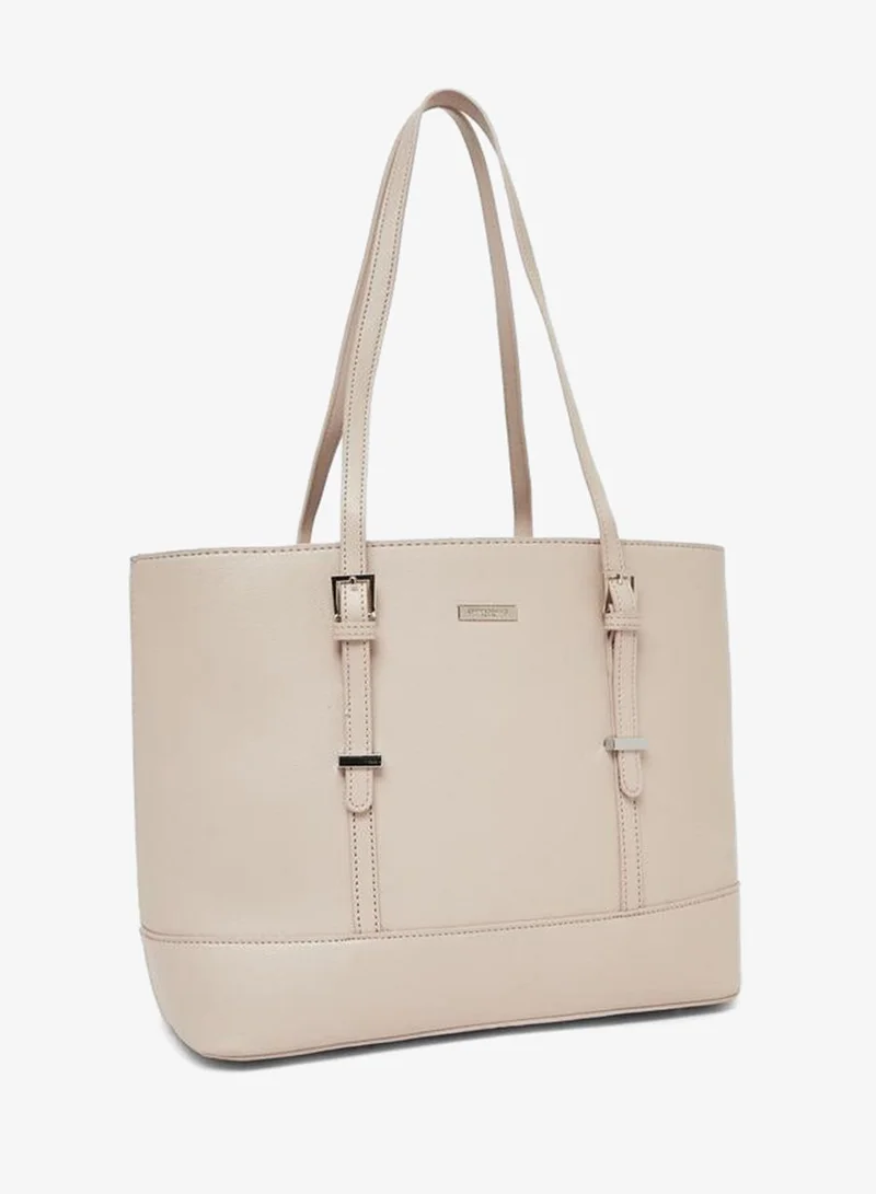 Styli Beige Belted Tote Bag With Wallet Set