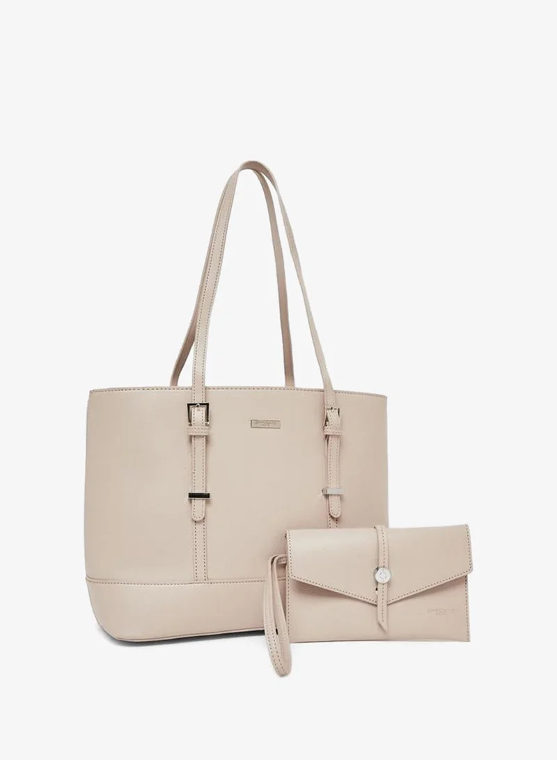 Styli  Beige Belted Tote Bag With Wallet Set for Women | Best Price UAE