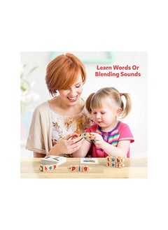 Coogam Wooden Reading Blocks Short Vowel Rods Spelling Games, Flash Cards Turning Rotating Letter Puzzle for Kids, Sight Words Montessori Spinning Alphabet Learning Toy for Preschool Boys Girls  - Image 4