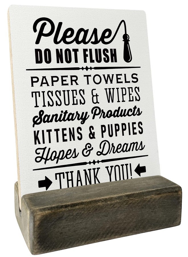 Gkwa Farmhouse 'Do Not Flush' Plaque with Pawsome Kittens & Puppies on Wooden Stand - Image 1