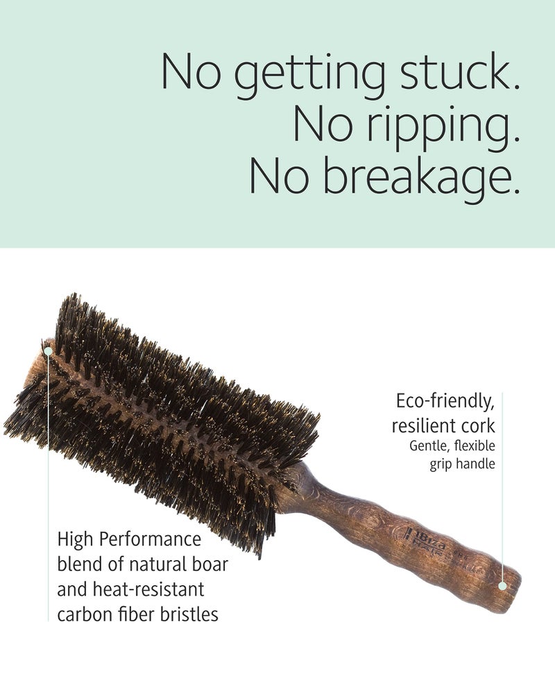 Ibiza Hair Boar Bristle Round Brush (H6-80mm) | Hybrid Boar/Nylon Bristles with Hardwood Handle | Ideal for Irregular Curls or Straight Looks | Adds Texture & Shine for Coarse or Frizzy Hair - Image 3