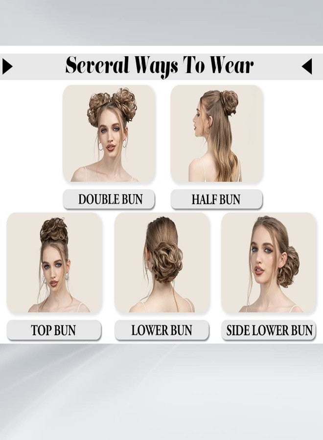 OMGREAT Curly Wavy Synthetic Hair Bun Extension for Women - Updo Hairpiece Scrunchie in Black, Brown & Blonde Mix - Image 5