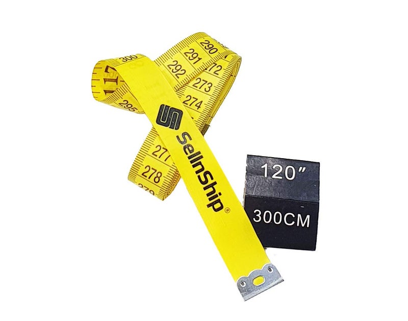 SellnShip 3 Meter Fiberglass Tailors Soft Flexible Tape for Measurements 120 inch Ruler Scale Yellow Pack of 2