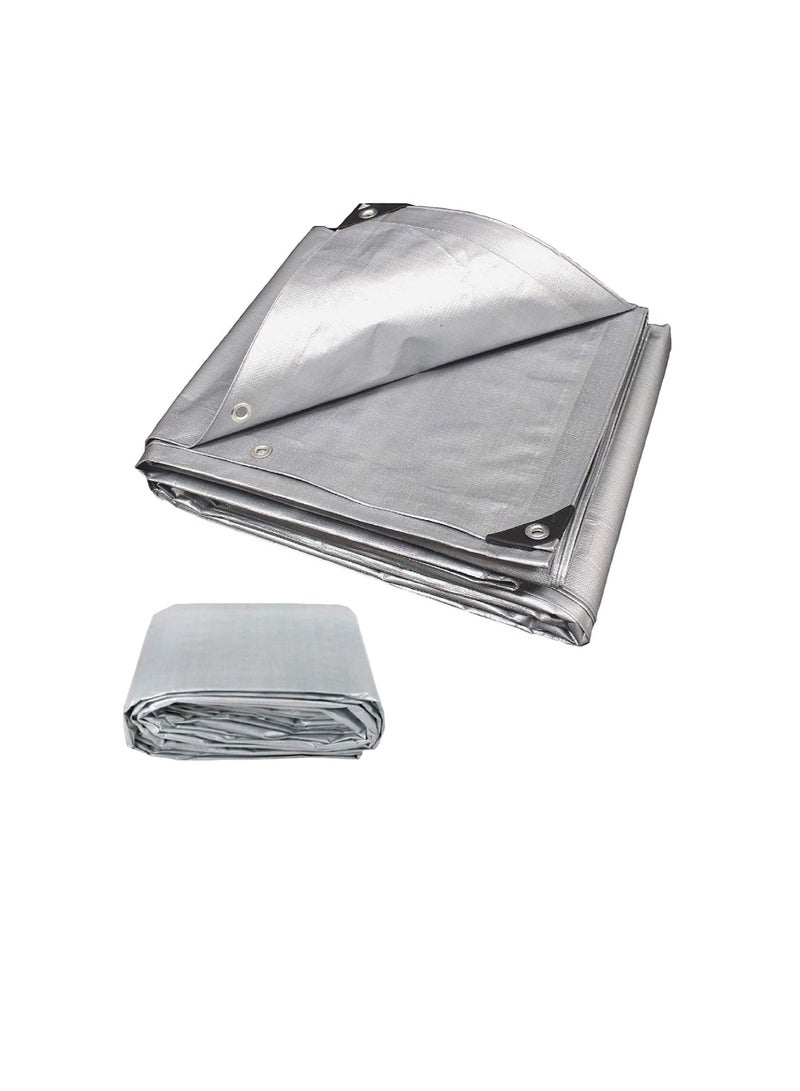 Waterproof Ground Cover Tent Shelter Dust-proof Rain Cover Tarpaulin Sheet (24 x 18, SILVER) - Image 1