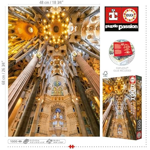 Educa - 1000 Piece Puzzle for Adults | Sagrada Familia Interior. 14 Years Old (19614) - Image 3