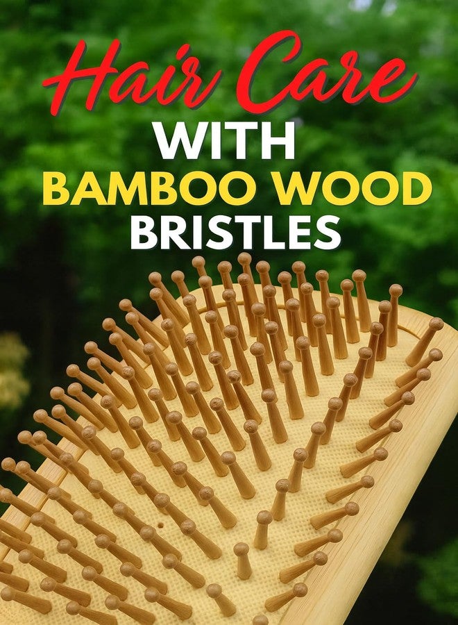 ANKITA® Natural Bamboo Wooden Paddle Hair Brush | Eco-Friendly Detangling Hair Brush with Wooden Bristles | Anti-Frizz & Scalp Massage Comb for Women & Men (A32) - Image 3