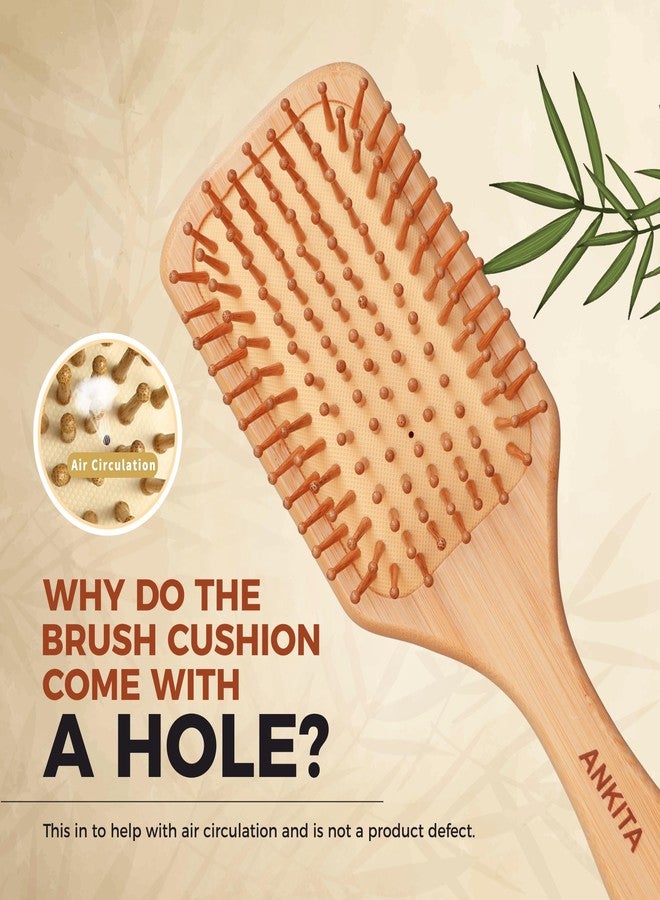 ANKITA® Natural Bamboo Wooden Paddle Hair Brush | Eco-Friendly Detangling Hair Brush with Wooden Bristles | Anti-Frizz & Scalp Massage Comb for Women & Men (A32) - Image 5