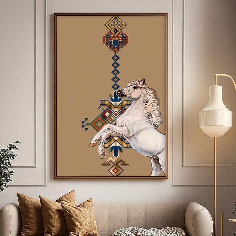 Marktna Sadu heritage design canvas painting with hollow frame (120x80) one piece - Image 1