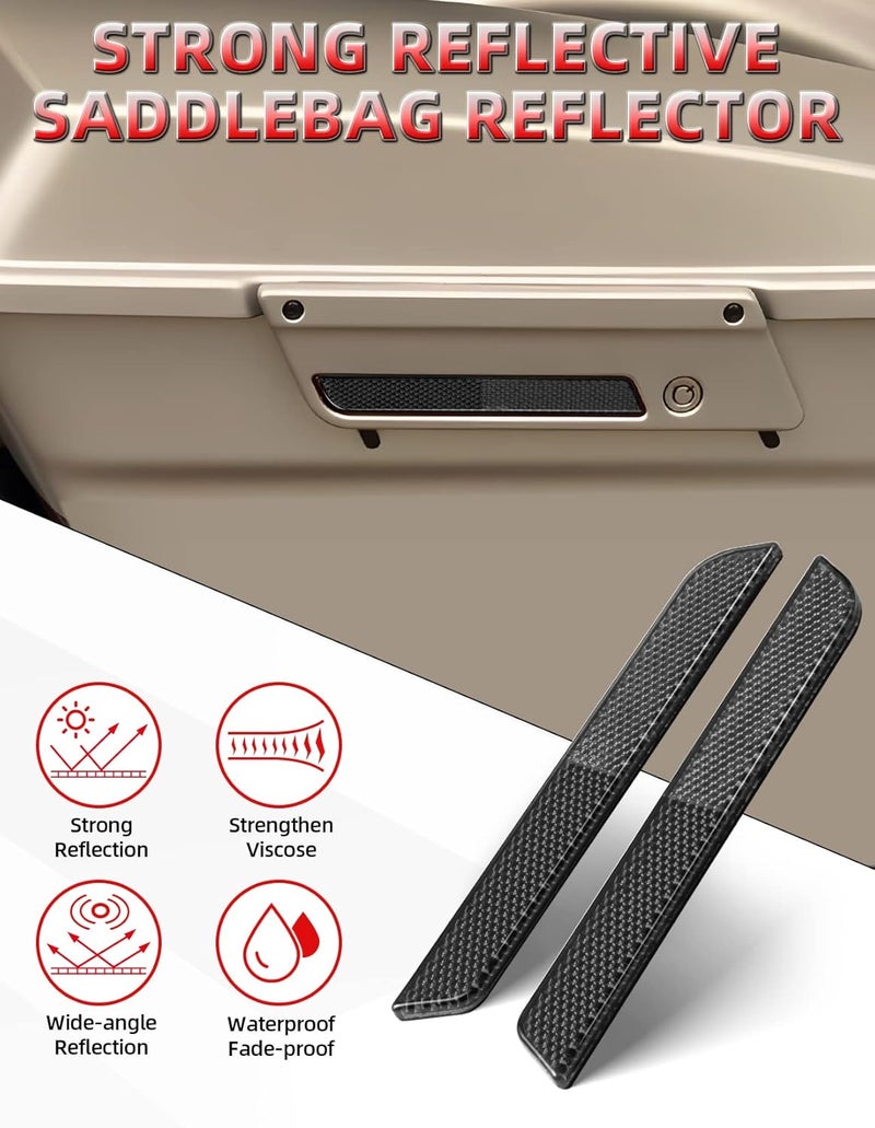 Amazicha Saddlebag Saddle bag Reflectors Black Latch Cover Side Visibility Compatible for Harley Davidson Touring Road King Street Electra Road Glide 1993-2013 (Left & Right) - Image 4